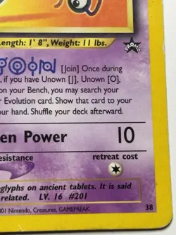 Pokemon TCG Unown J 2001 Black Star Promo Promo 38 - Image 5