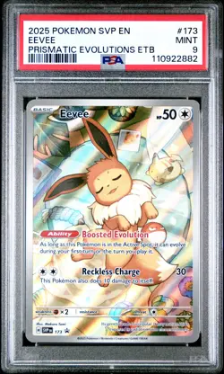 2025 POKEMON SVP BLACK STAR PROMO PRISMATIC EVOLUTIONS ETB #173 EEVEE PSA 9 - Image 1