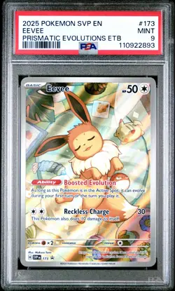 2025 POKEMON SVP BLACK STAR PROMO PRISMATIC EVOLUTIONS ETB #173 EEVEE PSA 9 - Image 1