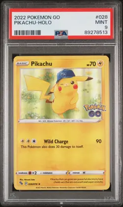 2022 Pokemon GO TCG Pikachu #028 PSA 9 Graded Card - Image 1