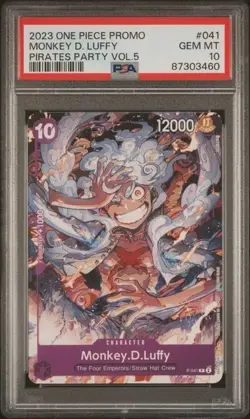 Monkey D Luffy P-041 PSA 10 Pirates Party Vol 5 Promo ONE PIECE Card - Image 1
