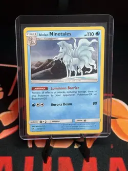 Pokemon TCG Alolan Ninetales Burning Shadows 28/147 Regular Rare LP - Image 2
