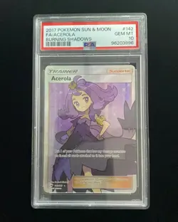 2017 Pokemon TCG EN Sun & Moon Burning Shadows #142/147 Acerola PSA 10 YO9 - Image 1