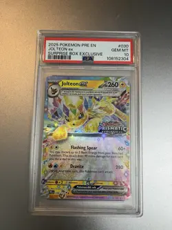 2025 Pokemon Jolteon Prismatic Evolutions 030/141 Stamp Surprise Box Ex. PSA 10 - Image 1