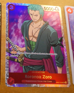 ONE PIECE ENGLISH CARD HOLO GAME CARTE STRAW Roronoa Zoro OP01-025 SR EN MINT - Image 1