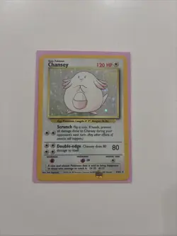 RARE Vintage Pokemon TCG Card Base Set Holo Chansey 3/102 LP Condition 1999 - Image 1