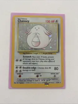 RARE Vintage Pokemon TCG Card Base Set Holo Chansey 3/102 LP Condition 1999 - Image 2