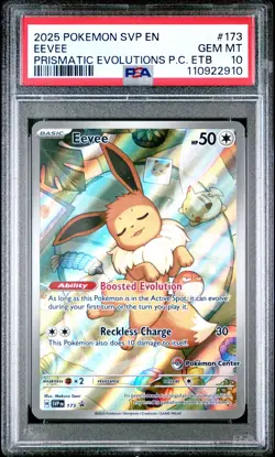 2025 POKEMON PRISMATIC EVOLUTIONS PKMN CENTER ETB PROMO SVP EN 173 EEVEE PSA 10 - Image 1