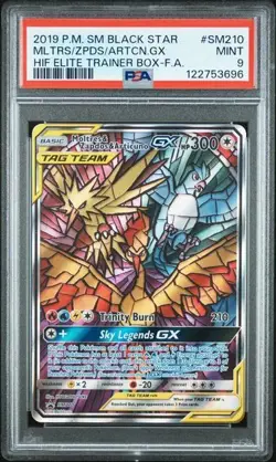 2019 POKEMON HIDDEN FATES ETB FULL ART/MOLTRES & ZAPDOS & ARTICUNO GX PSA 9 - Image 1