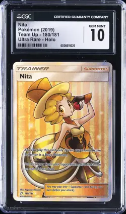 2019 POKEMON TEAM UP ULTRA RARE - HOLO #180/181 NITA CGC 10 GEM MINT - Image 1