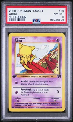 2000 POKEMON ROCKET 49 ABRA 1ST EDITION PSA 8 - Image 1