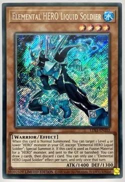 LDS3-EN103 Elemental HERO Liquid Soldier Secret Rare Ltd. Ed. Near Mint YuGiOh - Image 1