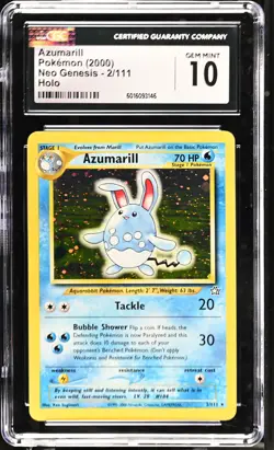CGC 10 GEM MINT Azumarill 2000 Neo Genesis 2/111 Holo Pokemon Card - Image 1