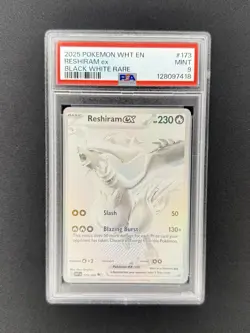 2025 POKEMON WHT EN WHITE FLARE SET BLACK WHITE RARE #173 RESHIRAM EX PSA 9 - Image 1
