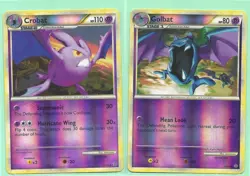 2010 POKEMON RARE CROBAT 14/95 & GOLBAT 30/95- HGSS UNLEASHED -REV HOLO -NM - Image 1