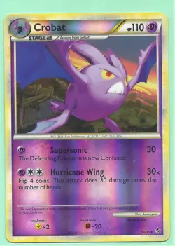 2010 POKEMON RARE CROBAT 14/95 & GOLBAT 30/95- HGSS UNLEASHED -REV HOLO -NM - Image 2