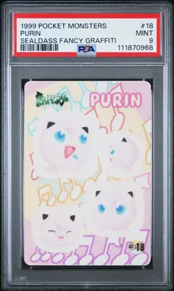 1999 POCKET MONSTERS SEALDASS FANCY GRAFFITI #18 PURIN PSA 9 - Image 1