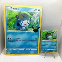 Sobble Pokemon 25th Anniversary Cards- Jumbo promo SWSH003 & Holo Regular 24/25 - Image 1