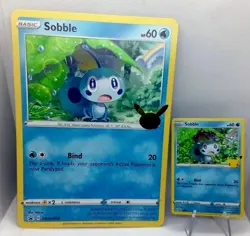 Sobble Pokemon 25th Anniversary Cards- Jumbo promo SWSH003 & Holo Regular 24/25 - Image 2