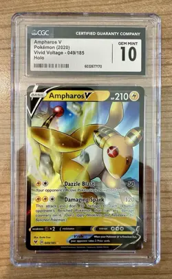 Pokemon TCG Ampharos V 049/185 Ultra Rare Holo 2020 Vivid Voltage CGC GEM 10 - Image 1