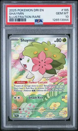 SHAYMIN 2025 POKEMON DESTINED RIVALS ILLUSTRATION RARE A 185/182 PSA 10 - Image 1