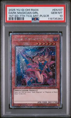 2025 YU-GI-OH! RA04-QUARTER CENTURY STAMPEDE #EN107 DARK MAGICIAN GIRL PSA 10 - Image 1