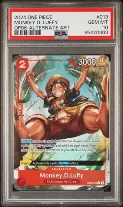 2024 ONE PIECE OP06-013 WINGS OF THE CAPTAIN MONKEY D LUFFY ALTERNATE ART PSA 10 - Image 1