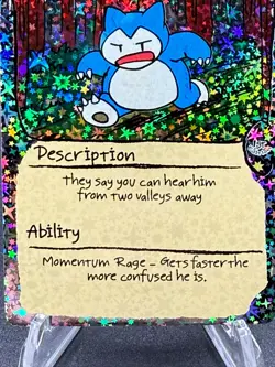 PokeDoodly Runlax (Snorlax) - 1st Edition - Holo Rare - Insert Card - Fan Art - Image 2