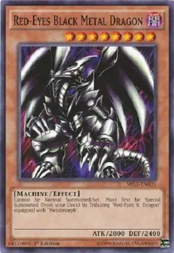 Yugioh - Red-Eyes Black Metal Dragon - 1st Edition LP - Plus Free Holo Card - Image 1