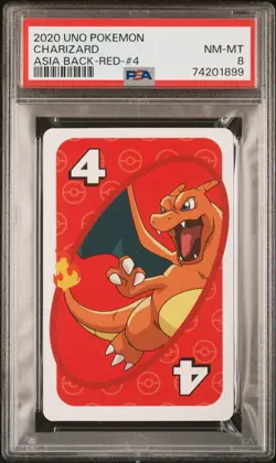2020 UNO POKEMON ASIA BACK-RED-#4 CHARIZARD PSA 8 - Image 1