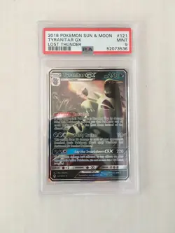 Pokemon 2018 Sun & Moon #121 Tyranitar GX Lost Thunder PSA Graded 9 Mint. - Image 1