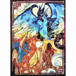 Mega Charizard X ＆Y Stained glass style sleeves protector Pokemon CardGame 60p - Image 1