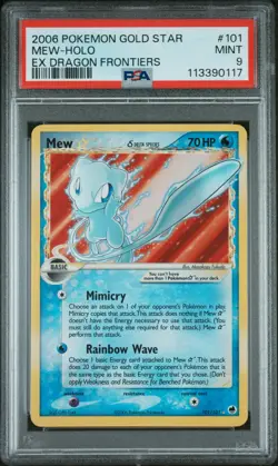 2006 POKEMON EX DRAGON FRONTIERS GOLD STAR #101 MEW-HOLO PSA 9 - Image 1