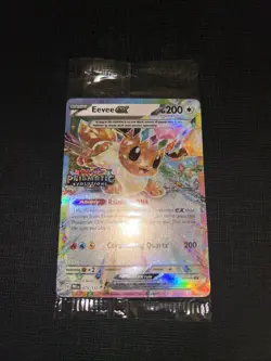 Pokemon TCG Prismatic Evolutions Eevee EX Stamped Promo Holo Card 075/131 sealed - Image 1