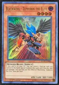Blackwing Zephyros Elite 1996 1st Edition Ultra Rare Yugioh Card DUOV-EN066 (NM) - Image 1