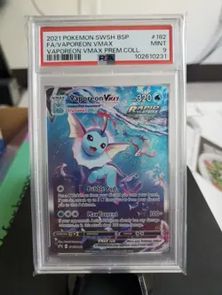 PSA 9 MINT Vaporeon Vmax Premium Collection Promo Pokemon SWSH182 - Image 1