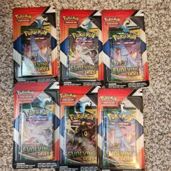 6x Pokemon Evolving Skies & Chilling Reign 2 Pack Blisters W/ Pins SEALED - Image 1
