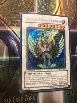 *** AVENGING KNIGHT PARSHATH *** 1ST EDITION SECRET RARE TDGS-EN000 YUGIOH! - Image 3