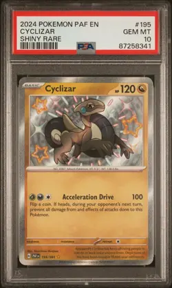 PSA 10 Low Pop Cyclizar 195/091 Shiny Paldean Fates PAF EN Pokemon Card GEM MINT - Image 1