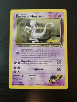 Oversized Pokemon Card Rocket's Mewtwo Jumbo Winner Promo Best Of Game - Image 1