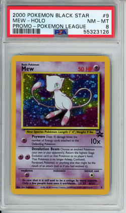 Mew 9 WOTC Promo Holo 2000 Black Star Promo Pokemon Card PSA 8 NM-MT - Image 1