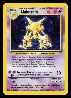 Alakazam 1/102 Holo Rare Base Set Pokemon Card - Image 1