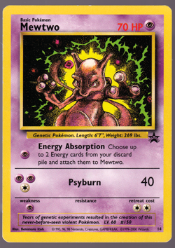 Mewtwo 14 Black Star Promo 2000 Pokemon Card MP - Image 1