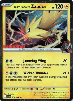 Team Rocket's Zapdos (Gamestop Exclusive) Miscellaneous Cards 070/182 NM - Image 1
