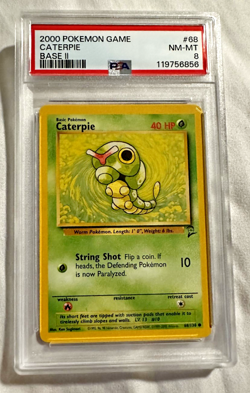 2000 Pokemon Base Set 2 Caterpie #68/130 - PSA 8 NM-MT - Image 1
