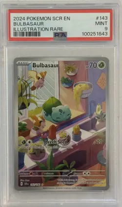 2024 POKEMON SCR EN-STELLAR CROWN ILLUSTRATION RARE #143 BULBASAUR PSA 9 - Image 1