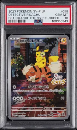 2023 POKEMON JAPANESE SV-P PROMO #098 DETECTIVE PIKACHU PSA 10 - Image 1