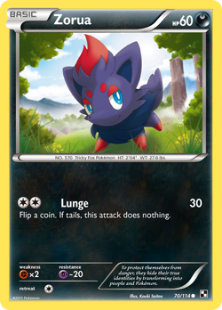 Zorua 70/114 Common | Black & White | Pokemon Card - Image 1