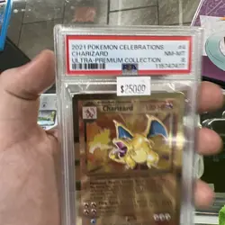 2021 Pokemon Celebrations Charizard 4/102 Gold Metal Promo Card PSA 8 - Image 3
