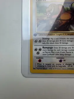 Tauros 1st Edition Jungle 47/64 Uncommon HD Photos Mint WOTC Vintage Pokemon - Image 3